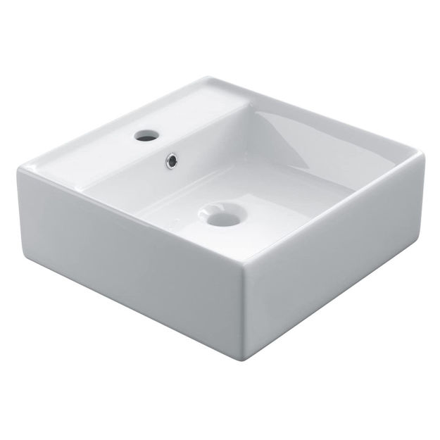Imagen de Bacha de apoyo cuadrada 42 cm c/mesa Blanca Brillo DMC
