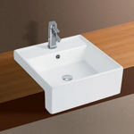 Imagen de Bacha de encastre cuadrada 42 cm c/mesa blanca brillante Dmc