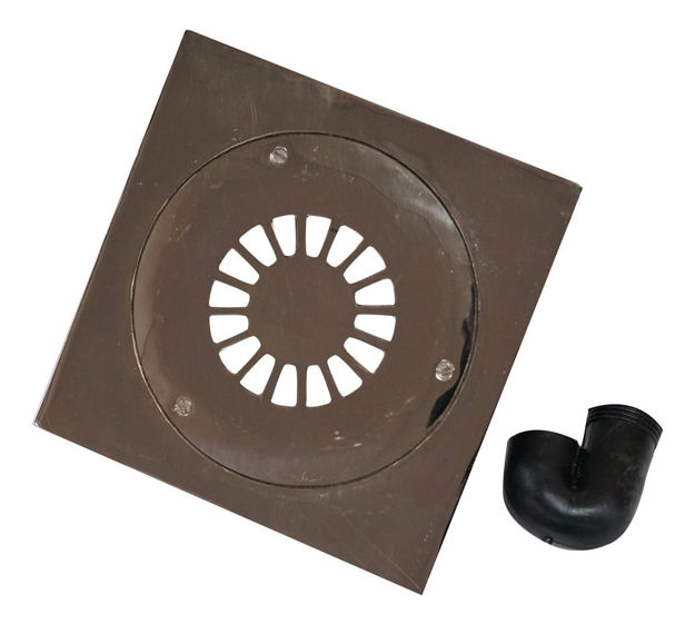 Imagen de Rejilla bronce cromada c/sifón caja plomo  20x20cm