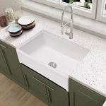 Imagen de Pileta de cocina simple de loza blanca brillante DMC 61X46X25