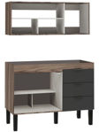 Imagen de Mueble bajo mesada cocina con aéreo Flamingo negro 120 cm
