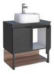 Imagen de Mueble de baño suspendido Salvia negro 60 cm con bacha de resina y tapa