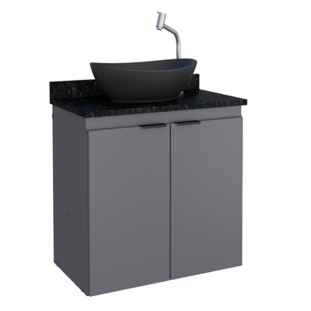 Imagen de Mueble de baño suspendido Aster gris 60 cm con mesada granito sin bacha