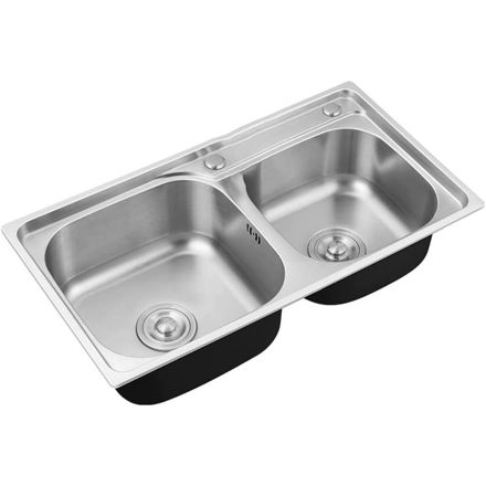 Imagen de Pileta doble cocina acero inox. 201 Con Valvulas