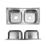 Imagen de Pileta doble cocina acero inox. 201 Con Valvulas