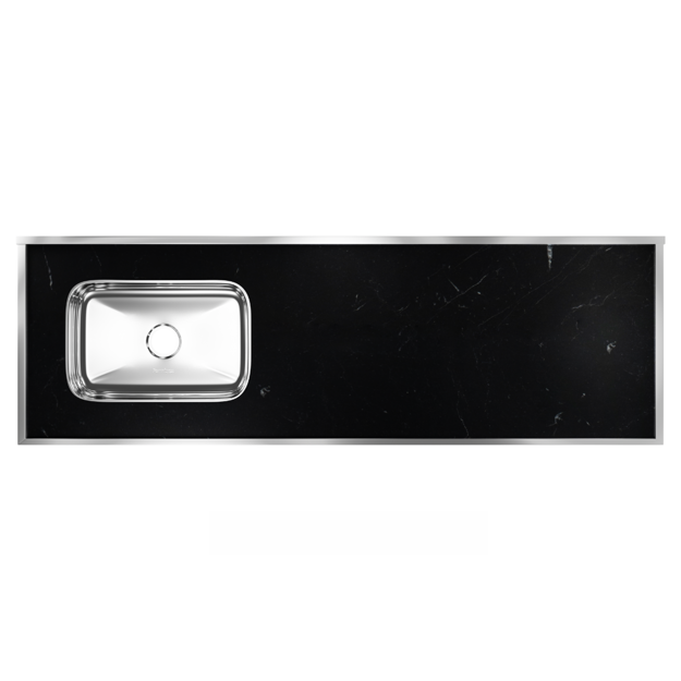 Imagen de Mesada c/pileta inox 160cm Negra Izquierda Forminox