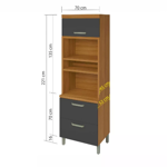 Imagen de Armario Princesa 2 puertas 1 cajones Gris/freijo 70cm