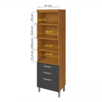 Imagen de Armario Princesa 2 puertas 3 cajones Gris/freijo 64cm