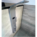 Imagen de Panel de ducha monocomando exterior con transferencia, Display, 5 vías Gris Brillante