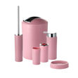 Imagen de Set de baño 6 pz Rosa y cromo (papelera-dispensadores)