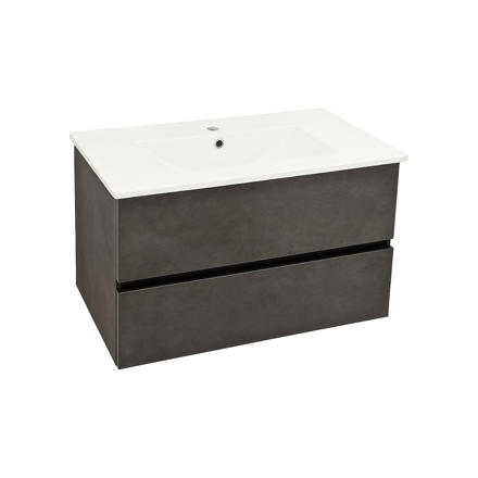 Imagen de Mueble de baño suspendido Gris Oscuro 80 cm con bacha de loza