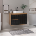 Imagen de Mueble de baño suspendido Clarice 78 cm Negro/Catedral sin bacha