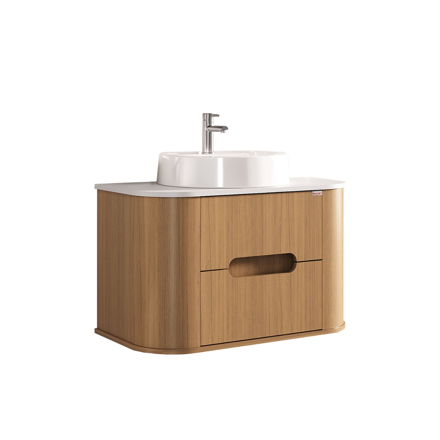 Imagen de Mueble de baño suspendido Eleonora 80 cm Blanco/Catedral con bacha