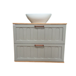Imagen de Mueble de baño suspendido Milena 78 cm Avellana/Catedral con bacha y espejo