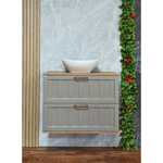 Imagen de Mueble de baño suspendido Milena 78 cm Avellana/Catedral sin bacha