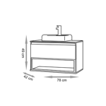 Imagen de Mueble de baño suspendido Isadora Grigio con Catedral 78cm con Bacha de Loza