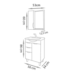 Imagen de Mueble de baño de pie Crystal Etna 56 cm Bacha de resina natural y espejo con botiquín