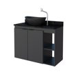 Imagen de Mueble de baño suspendido Aster Negro 80 cm mesada granito sin bacha