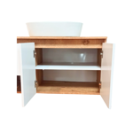 Imagen de Mueble de baño suspendido Apollo Rustico Blanco 90 cm con bacha y botiquín