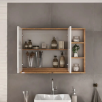 Imagen de Mueble de baño suspendido Apollo Rustico Blanco 90 cm con bacha y botiquín