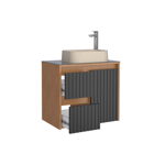 Imagen de Mueble de baño suspendido Kyoto Negro 61 cm con tapa de vidrio y bacha de loza