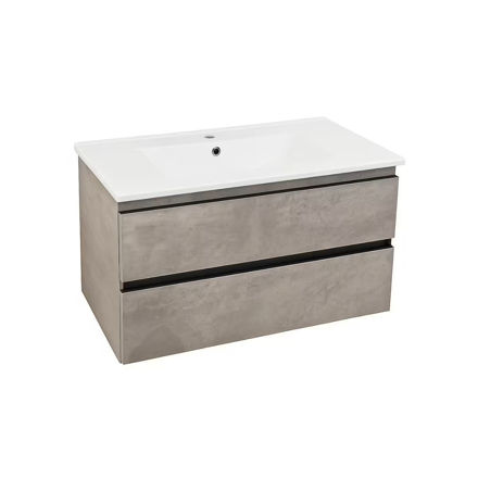 Imagen de Mueble de baño suspendido Gris Claro 80 cm con bacha de loza