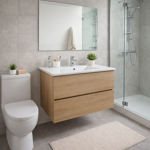 Imagen de Mueble de baño suspendido Oak 80 cm con bacha de loza